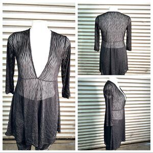 Sheer Jordan Taylor black deep V neck top